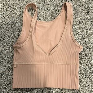Lululemon Tan Power Pivot Tank top Ribbed Seamless Comfort